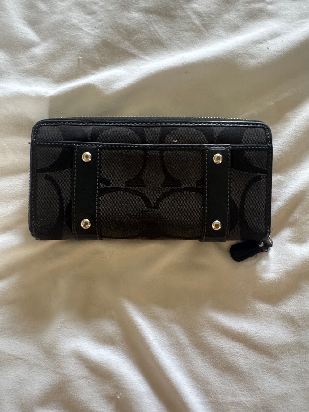Coach Black Signature Buckle Zip-Around Wallet - Picture 2 of 3